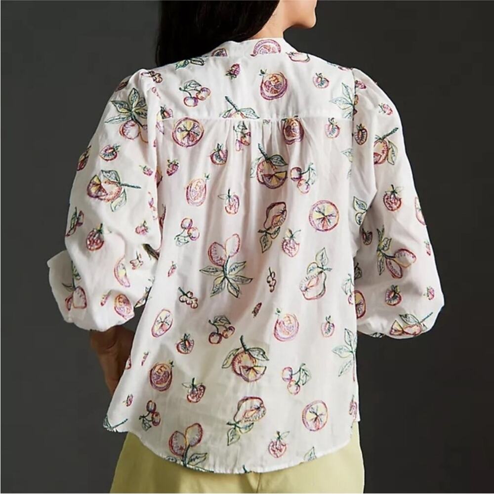 Anthropologie Pilcro Bella Embroidered Fruit Blouse XS - Picture 4 of 13